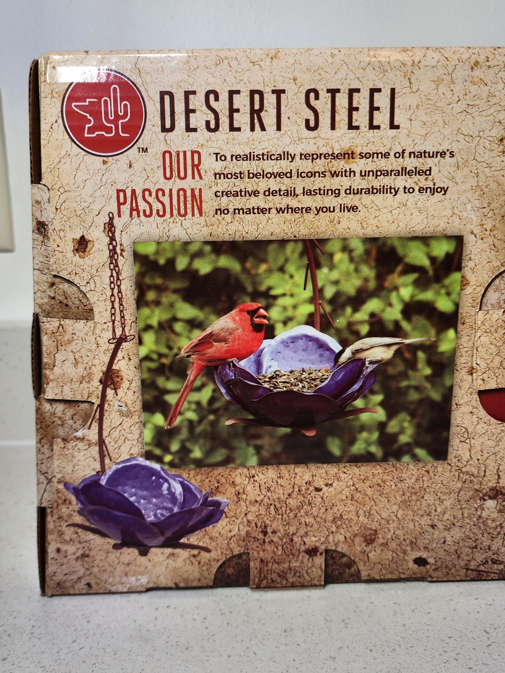 Bird Feeder Desert Steel Purple Flower New With Tags